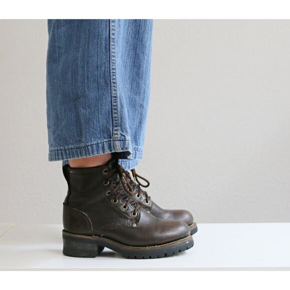 1990's Vintage Skechers Leather Work Boots ~ Women's 6 to 6-1/2 ~ Block Heel - Picture 1 of 11